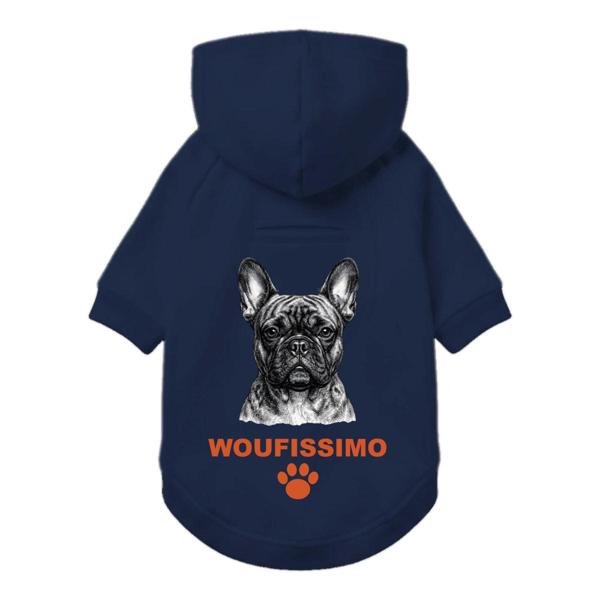 Exemple de personnalisation : sweat chien marine